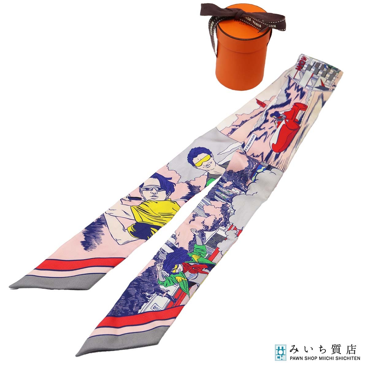 HERMES エルメス ツイリー WOW アメコミ柄 スカーフ シルク100 マルチ