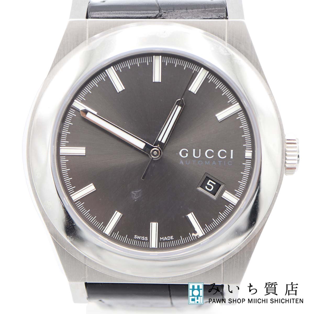 腕時計 稼働 GUCCI グッチ パンテオン 115.2 自動巻き メンズ 黒系色 