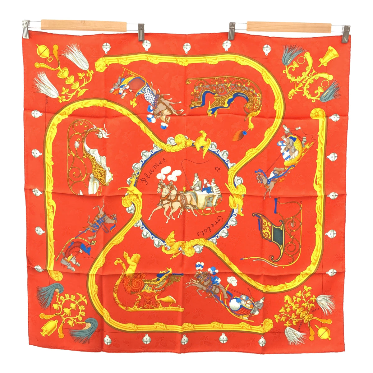 HERMES エルメス カレ90 Plumes et Grelots 羽飾りと鈴 スカーフ