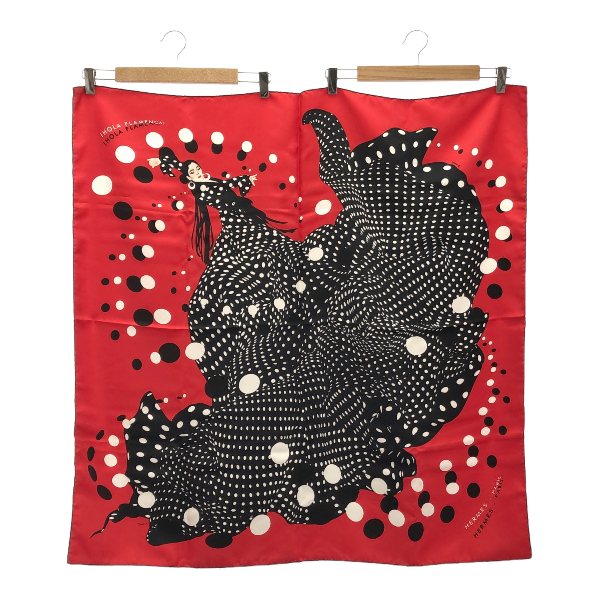 極美品✨エルメス カレ90 Hola Flamencaオラ・フラメンカ スカーフ HERMES エルメス カレ90 HOLA FLAMENCA! オラ フラメンカ! ドット柄
