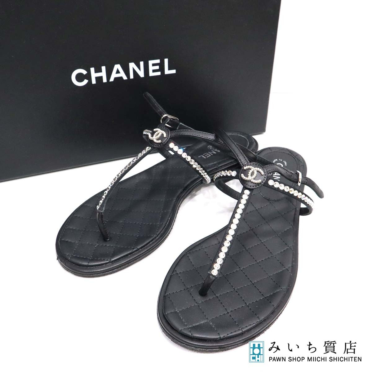 CHANEL シャネル サンダル ココマーク ラインストーン ストラップ 