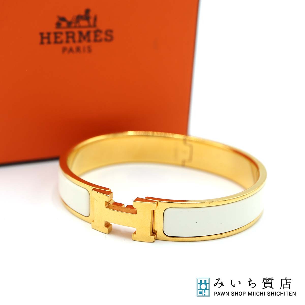 HERMES エルメス バングル クリックH GM ホワイト ゴールド