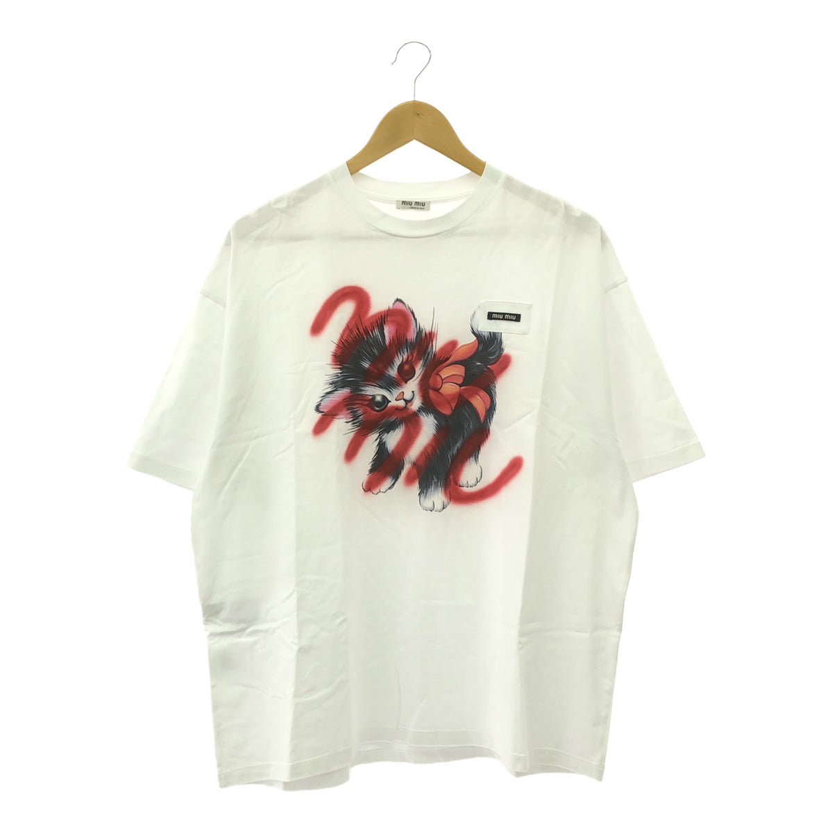 miumiu ミュウミュウ Tシャツ 半袖 トップス 猫 ネコ キャット サイズS