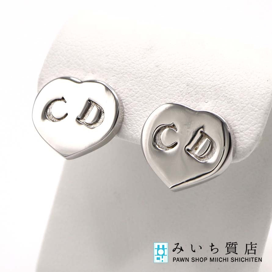 Christian Dior ディオール ピアス CDロゴ ハート シルバーカラー 約