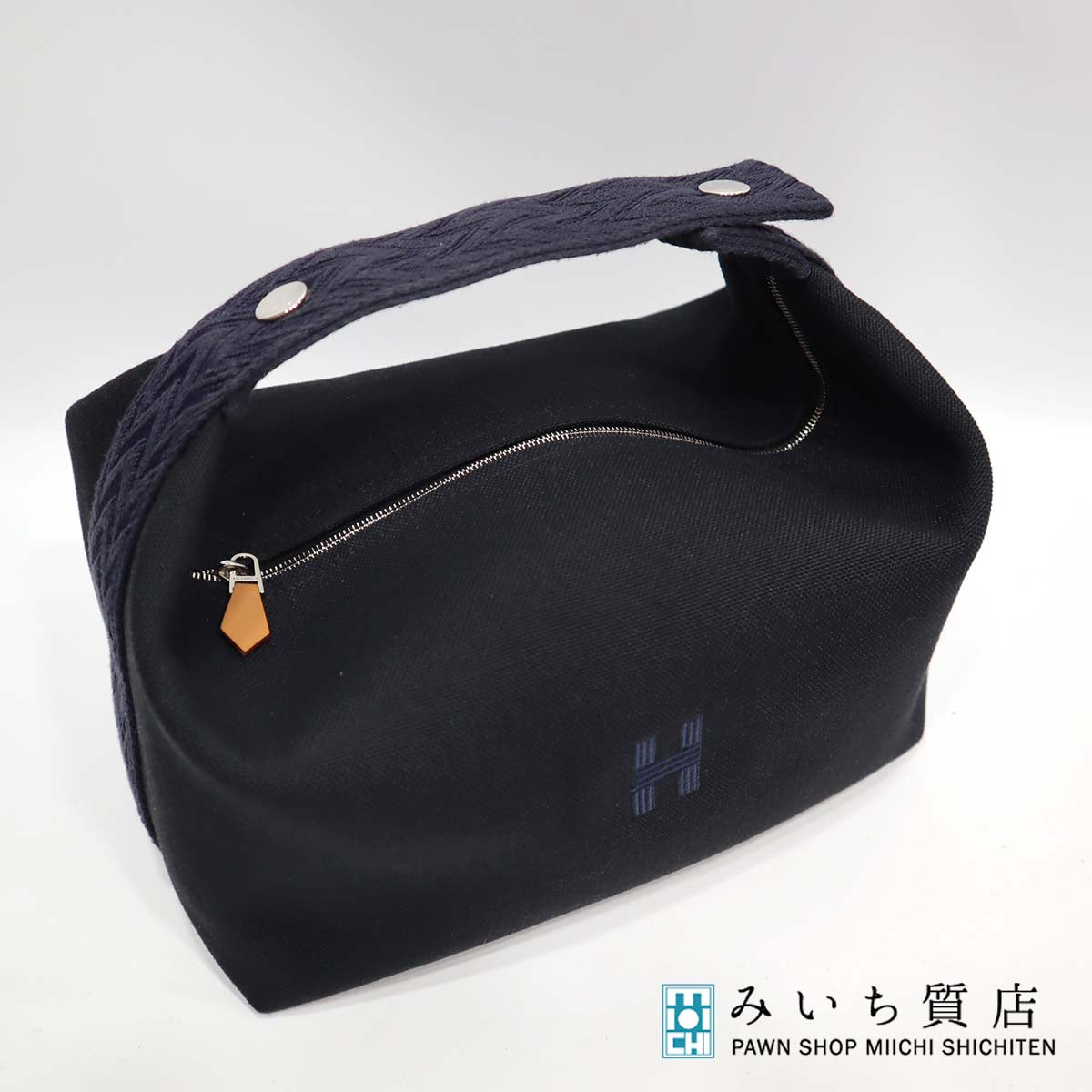 キャンバス 黒 ポーチ エルメス エルメスブリッドアブラック PM 黒 シルバー金具 レディース