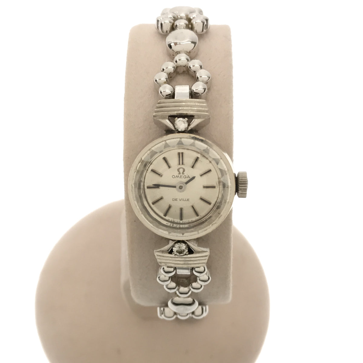 腕時計 オメガ OMEGA デビル DEVILLE BF 611.5654 カットガラス K14 ダイヤ 稼働 社外ベルト 手巻き cal.484  H2035