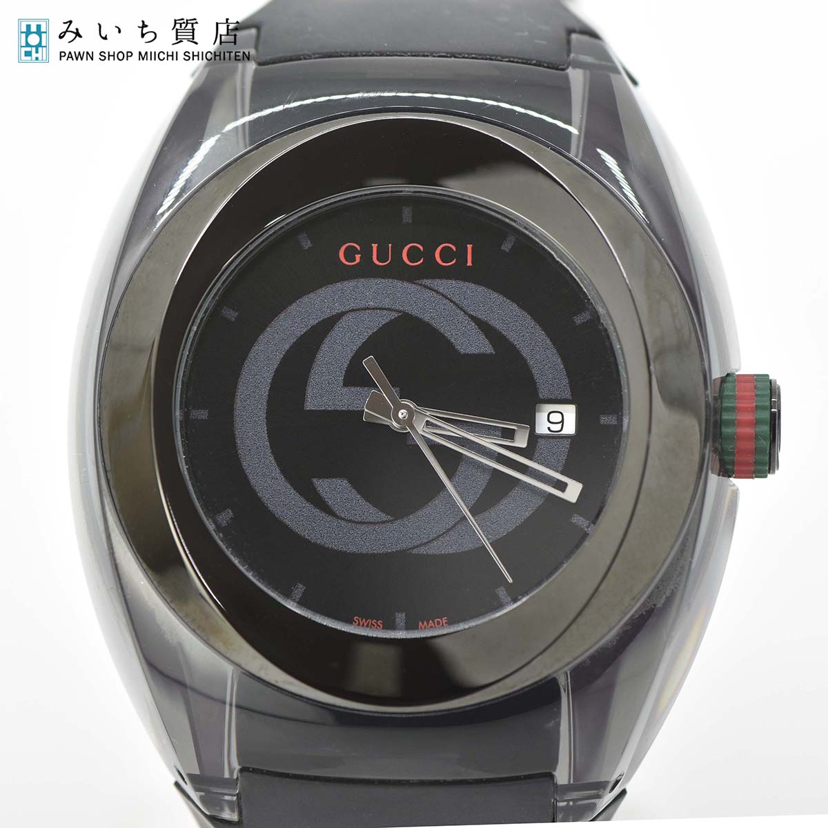 グッチ 時計 GUCCI シンク SYNC 137.1 ブラック クオーツ 電池 メンズ ラバーベルト 黒 21s730-1 – みいち質店