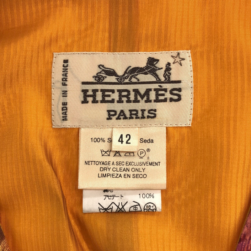 未使用 エルメス HERMES ベスト H DE LiNARES リナレス シルク サイズ42 イエロー系 オレンジ系 衣類 服 H6766