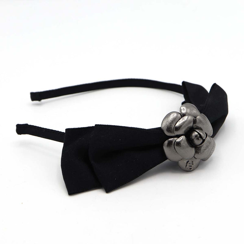 CHANEL シャネル カチューシャ カメリア リボン ブラック ヘア