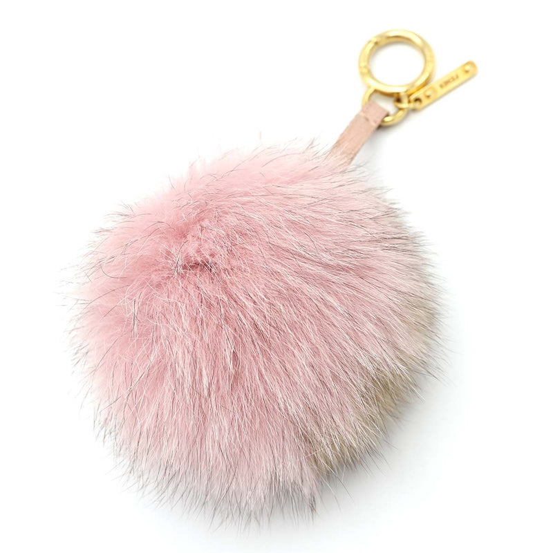 FENDI フェンディ チャーム ファー ポンポン バッグチャーム アクセサリー ブラウン ピンク 箱有 H7296