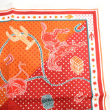 HERMES エルメス スカーフ EX-LIBRIS エクスリブリス 馬 馬車 オレンジ レッド コットン100％ 服飾小物 箱 H18459