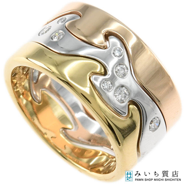 仕上済 GEORG JENSEN ジョージジェンセン フュージョンリング 指輪 #55 750 D入り 約15~15.5号 約17.5g ジュエリー eco358