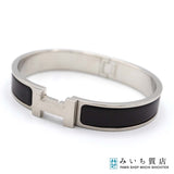 HERMES エルメス クリックH GM Hロゴ バングル ブレスレット シルバーカラー×ブラック アクセサリー 22k23-1