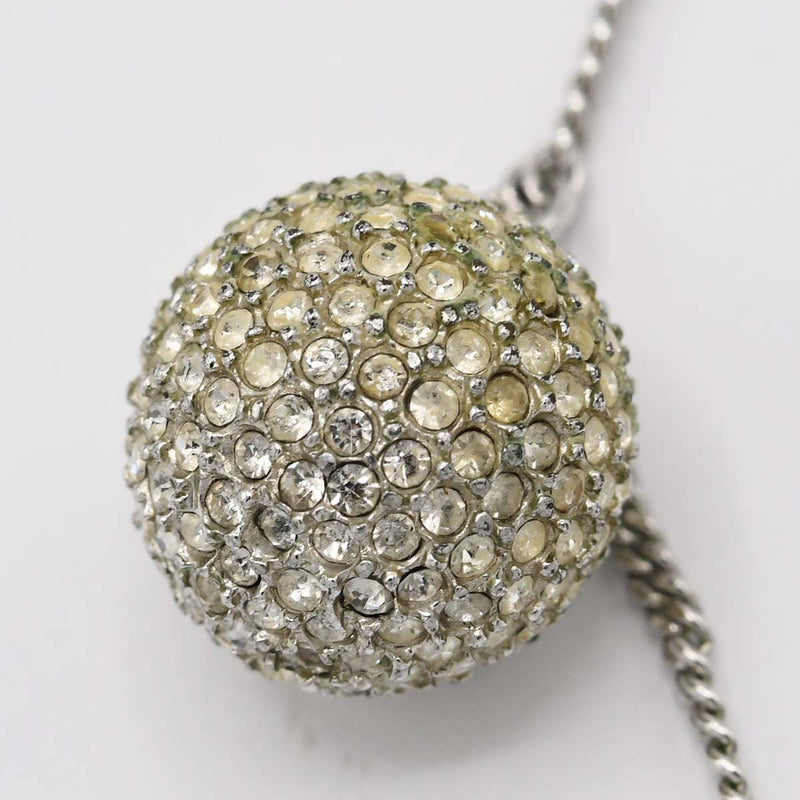 Christian Dior クリスチャン ディオール ネックレス ロゴ ボール ラインストーン シルバーカラー アクセサリー レディース 箱有 H7453