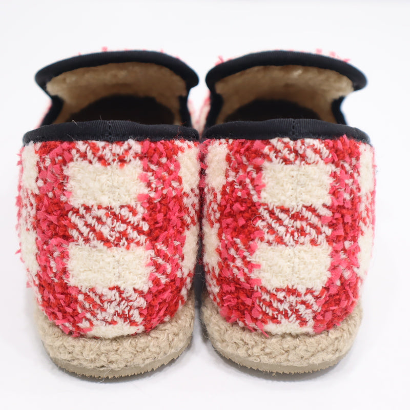 未使用 GUCCI グッチ 575850 ローファー ホースビット チェック ツイード レッド 36 1/2サイズ レディース 箱有 H9375