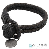 BOTTEGA VENETA ボッテガ レザー ブレス ブレスレット イントレチャート ブラック×ブラウン アクセサリー 箱 maki506