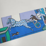 HERMES エルメス マキシツイリー ANIMAPOLIS アニマポリス スカーフ シルク100 ブルー 箱有 H24240