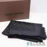 LOUIS VUITTON ルイヴィトン M74752 大判ストール 140cm モノグラム アントラシット ショール シルク ウール 黒 箱 ok1068