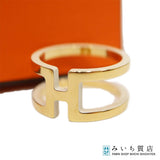 HERMES エルメス H アン ロン スカーフリング 服飾小物 アクセサリー ゴールドカラー×ホワイト 箱・保管袋有 H25178