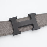 HERMES エルメス Hベルト リバーシブル マット A刻印 グレー×ブラック 服飾小物 メンズ 24s1033-8