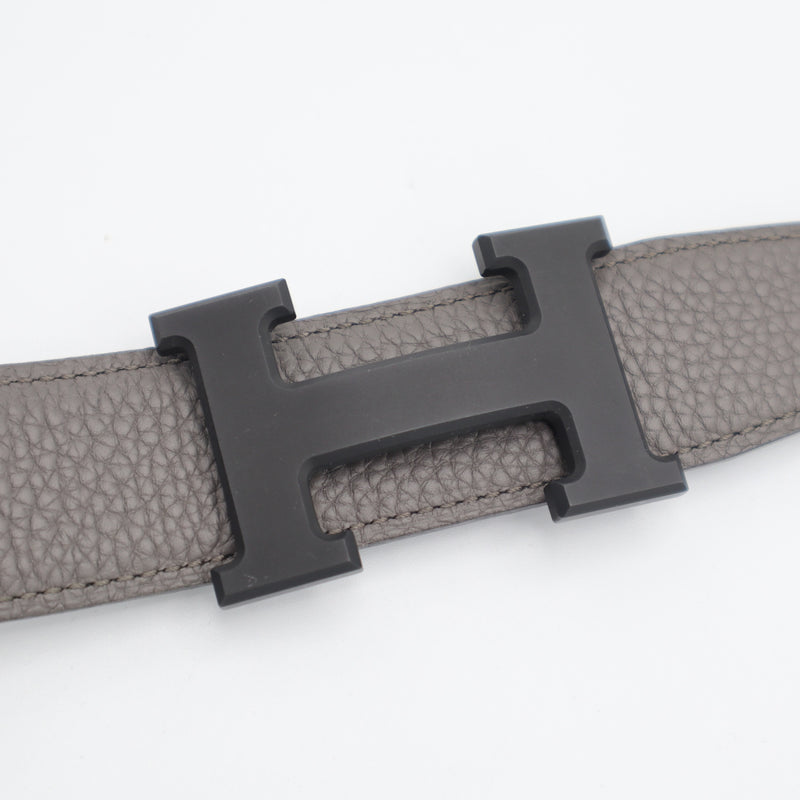 HERMES エルメス Hベルト リバーシブル マット A刻印 グレー×ブラック 服飾小物 メンズ 24s1033-8