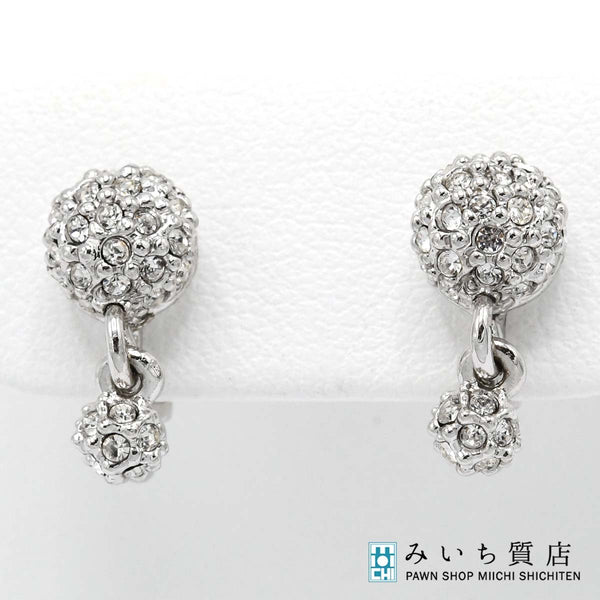 Christian Dior クリスチャンディオール イヤリング ラインストーン シルバーカラー アクセサリー レディース H12294