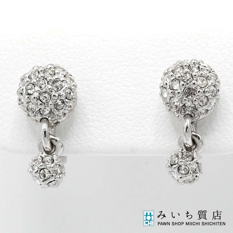 Christian Dior クリスチャンディオール イヤリング ラインストーン シルバーカラー アクセサリー レディース H12294