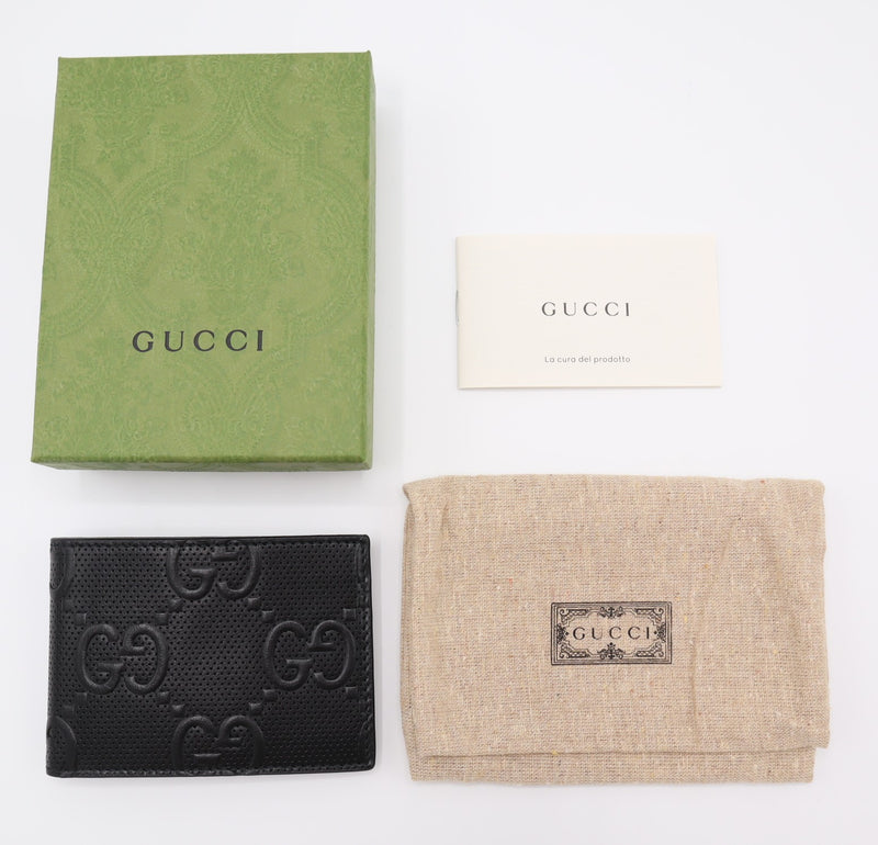 GUCCI グッチ GG エンボス 札入れ カードケース 625559 レザー ブラック 箱有 25k680-1
