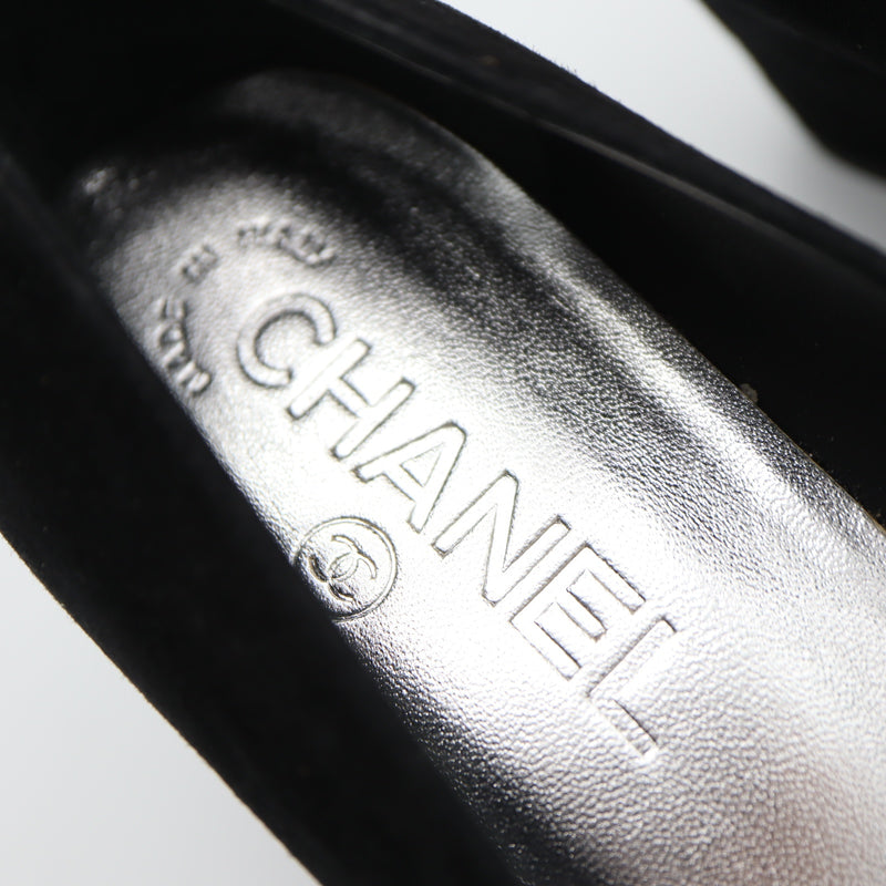 CHANEL シャネル G27028 ココマーク ヒール パンプス スエード 靴 36 1/2 ブラック レディース 箱有 25k810-2