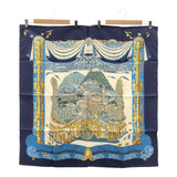 HERMES エルメス スカーフ カレ90 L'ATLANTIDE アトランティス大陸 シルク100％ ブルー系 服飾小物 ok1140