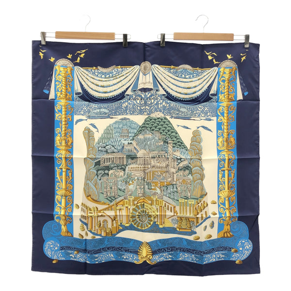 HERMES エルメス スカーフ カレ90 L'ATLANTIDE アトランティス大陸 シルク100％ ブルー系 服飾小物 ok1140