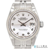 稼働 腕時計 ROLEX ロレックス OYSTER PERPETUAL DATEJUST 79174 F番 AT デイト シェル文字盤 ホワイトゴールド H17390