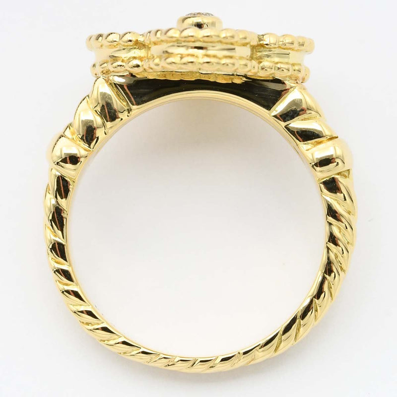 仕上済 VanCleef&Arpels ヴァンクリーフ&アーペル リング 指輪 ヴィンテージ アルハンブラ ダイヤ シェル #51 18KT D0.06 約10.5号 7.8g H17079