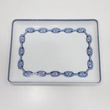 HERMES エルメス シェーヌダンクル プレート お皿 12cm×16cm ホワイト×ブルー 箱 26k927-1
