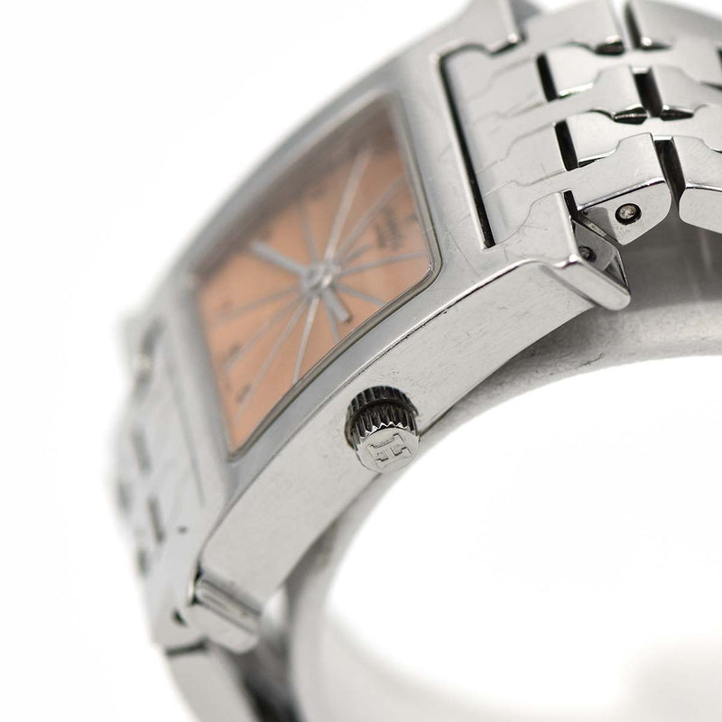 腕時計 稼働 HERMES エルメス Hウォッチ HH1.210 1197607 クォーツ オレンジ系文字盤 レディース 2025.4電池交換済 H13469