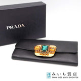 PRADA プラダ 長財布 1M1219 ビジュー ウォレット 黒 ブラック レディース 箱あり ok1180