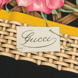 GUCCI グッチ スカーフ シルク100％ 花柄 バスケット柄 ブラック 服飾小物 ok1271