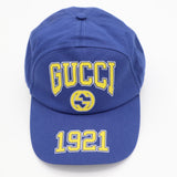 未使用 GUCCI グッチ ガレッジベースボールキャップ 773135 4HA7F 帽子 ブルー 青 保管袋有 25k448-2