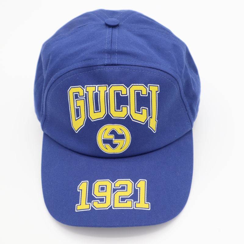 未使用 GUCCI グッチ ガレッジベースボールキャップ 773135 4HA7F 帽子 ブルー 青 保管袋有 25k448-2