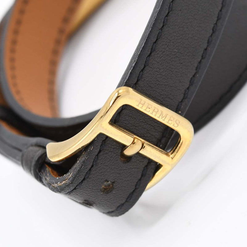 HERMES エルメス ブレスレット ケリー ドゥブルトゥール □F刻印 レザー ブラック アクセサリー レディース H18987