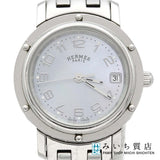 腕時計 稼働 HERMES エルメス クリッパー ナクレ CL4.210 クォーツ シェル文字盤 箱コマ取説 H22838!