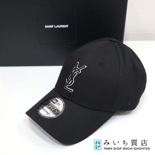 Yves Saint Laurent ブラックキャップ ニューエラ YSL モノグラム キャップ NEW ERA サンローラン