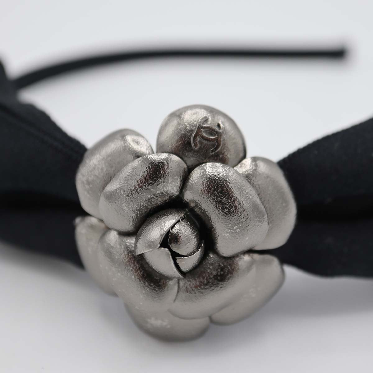 CHANEL シャネル カチューシャ カメリア リボン ブラック ヘア