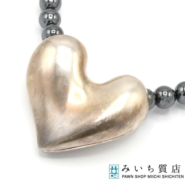 Georg Jensen ジョージジェンセン ネックレス ヘマタイト 247B ハート シルバー 925 アクセサリー 箱有 H19404