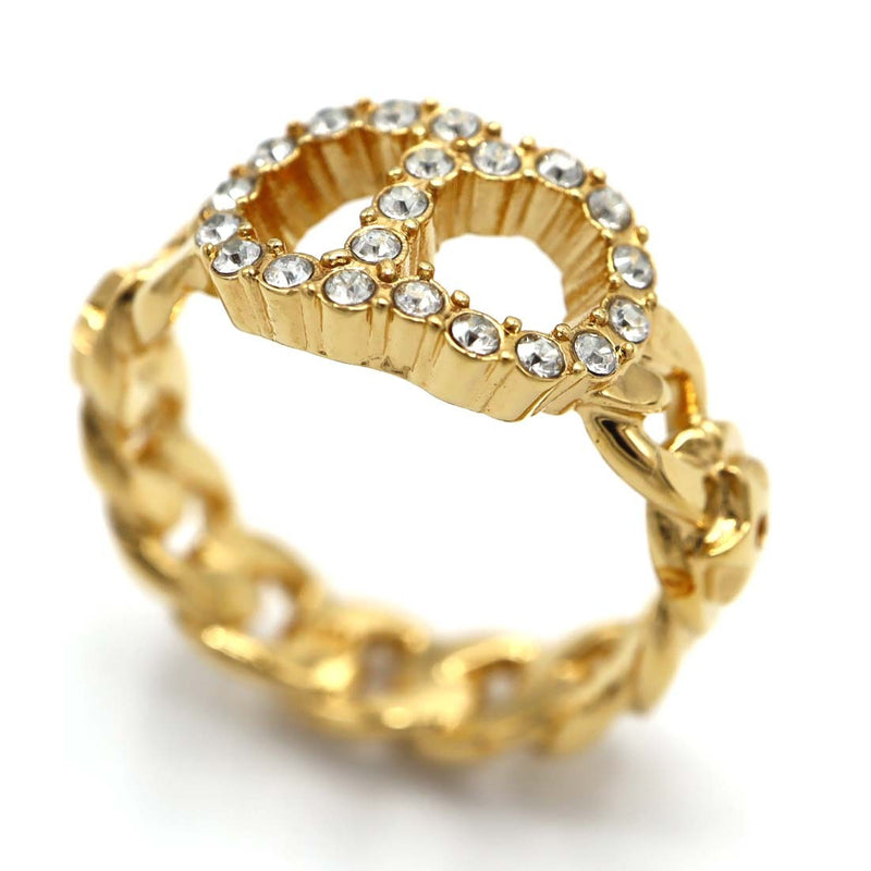 H17452 Christian Dior ディオール リング 指輪 Clair D Lune ラインストーン ゴールドカラー M 約12.5号 約3.8ｇアクセサリー 保管袋 H17452