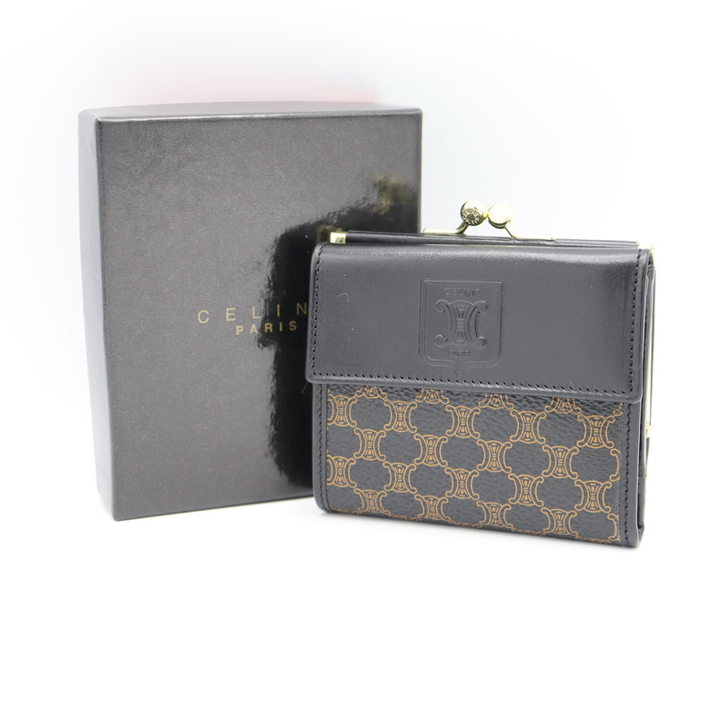 CELINE セリーヌ 財布 マカダム ブラック ミニ財布 2つ折り財布 服飾小物 箱有 H10132
