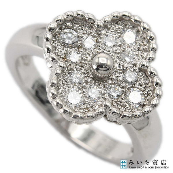 仕上済 VanCleef&Arpels ヴァンクリーフ&アーペル リング 指輪 ヴィンテージアルハンブラ ダイヤ 750 #51 約10.5号 約6.8g 外箱・ケース有 H12429