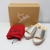 未使用 Christian Louboutin クリスチャンルブタン サンダル 37 23.5cm 1180497 ウェッジソール シルバー 箱袋有 H8529