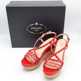 PRADA プラダ 靴 サンダル レッド 36 サイズ 23cm ウェッジソール レディース 箱有 H19451