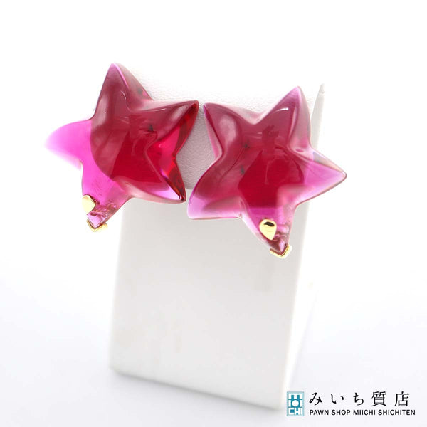 Baccarat バカラ クリスタルガラス イヤリング ピンク 750 K18 スター 星 レディース アクセサリー 箱あり M1876